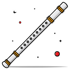 Illustration of a Recorder, Woodwind Musical Instrument for Education and Performance