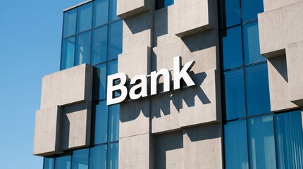 Obraz premium Modern Bank Building Facade with Signage