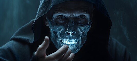 realistic photo of a glossy necromancer