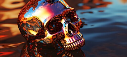 realistic photo of a glossy skull