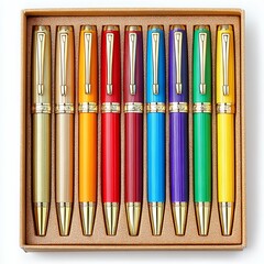 Colorful Pens Gift Set in Brown Box