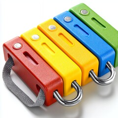 Colorful Plastic Padlocks on White Background