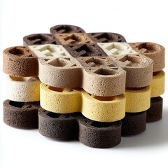 Colorful Porous Pet Treats Stacked in Flower Pattern