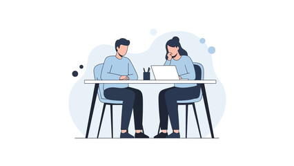 professional team collaboration in office workspace with two colleagues working together at desk