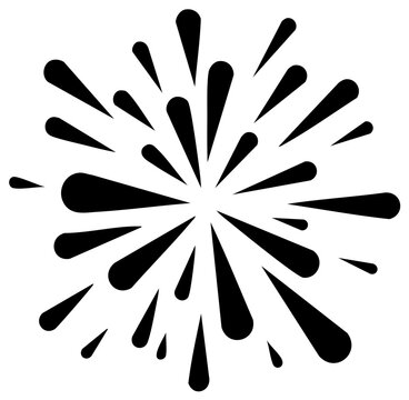 Dynamic black and white abstract burst pattern with radiating teardrop shapes