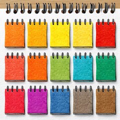 Colorful Spiral Notebooks on White Background