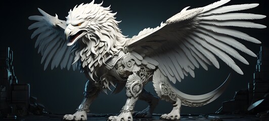 realistic photo of a glossy white Griffin,generative AI