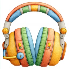 Colorful Textured Headphones Illustration