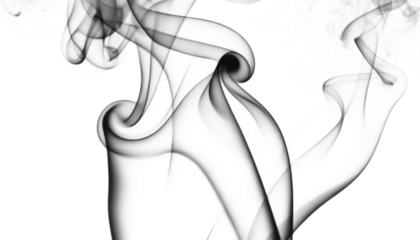 Smoke abstract pattern on black background isolated on transparent background
