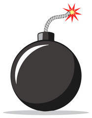 Fototapeta premium Classic black bomb with a lit fuse and a bright red explosion