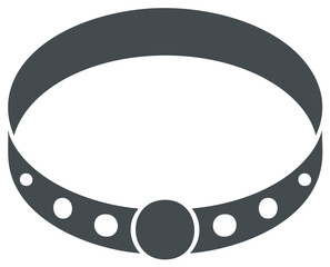 Simple flat vector icon of a studded pet collar with a round tag