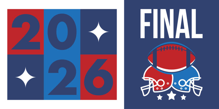 Final. Game Day. American football playoff. Super Party in United States. Final game of regular season. Professional team championship. Ball for american football. Sport poster. Vector illustration