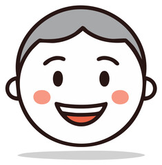 Fototapeta premium Cartoon Illustration of a Smiling Man with Gray Hair Expressing Happiness