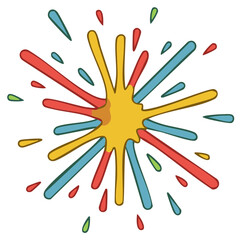 Colorful cartoon explosion of paint or ink splash with a festive fireworks burst effect Hand drawn doodle illustration