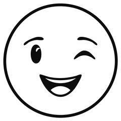 Fototapeta premium Smiling winking face emoticon icon expressing playfulness and happiness