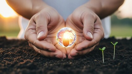 Nurturing growth with sustainable earth in caring hands