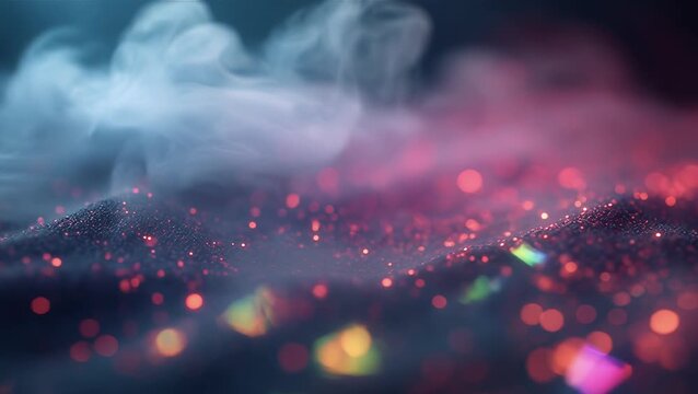 Captivating Abstract Background with Glitter and Smoke Effects in Red and Blue Tones