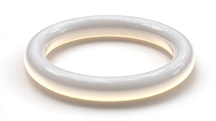 3D glowing ring loop with soft shadows isolated on white background