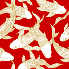 Pattern modern koi carp pattern image that can be connected on all sides for use in decorative design and wallpaper.	
