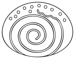 Abalone Shell Outline with Spiral and Circle Decoration, Natural Pattern