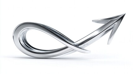 abstract arrow loop symbol representing growth isolated on white background