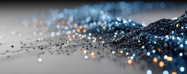 Abstract vector background featuring circuit board patterns and glowing bokeh lights