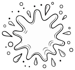 Naklejka premium Hand drawn doodle of a liquid splash or paint splat with drops. Comic pop art style outline.