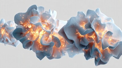 abstract artificial life form glowing softly isolated on white background