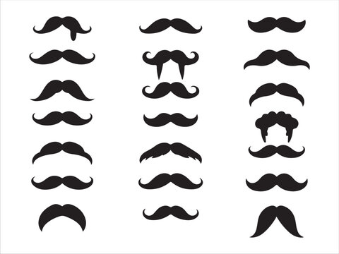 Collection of Moustache Styles Silhouettes for Design and Art