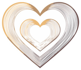 Abstract heart shape with overlapping outline in warm color scheme