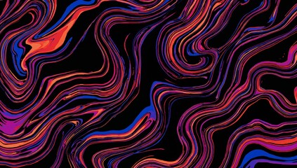 Abstract Swirling Colors on Black Background - Vibrant Psychedelic Digital Art