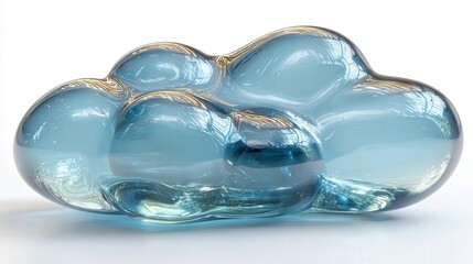 abstract cloud shaped glass sculpture isolated on white background