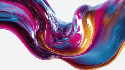 Abstract colorful liquid swirl motion frozen isolated on white background