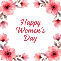 Happy Women&rsquo;s Day Watercolor Floral Frame
