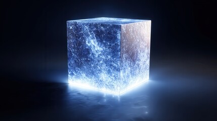 abstract concept of innovation represented by glowing cube isolated on white background
