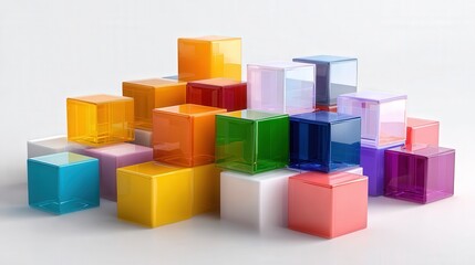 Obraz premium abstract creativity concept using colorful blocks isolated on white background