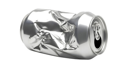 Crumpled Aluminum Beverage Can Isolated On Black Background