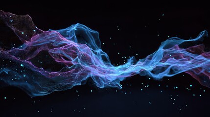 abstract data flow visualized as glowing streams isolated on white background