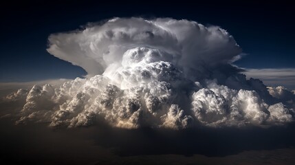Massive Cumulonimbus Incus Supercell Storm Cloud over Horizon at Sunset 