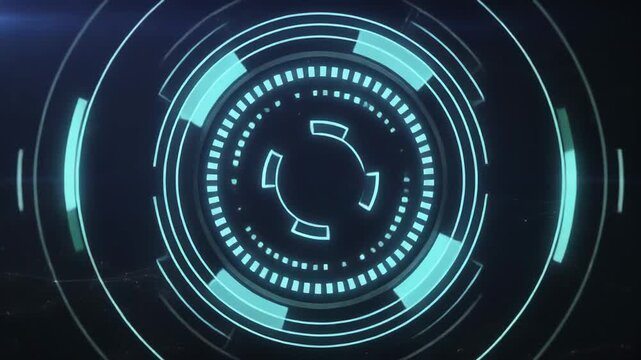 Futuristic HUD Display with Neon Blue Circular Elements and Digital Interface, Representing Advanced
