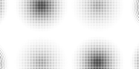 PrintHalftone gradient circles collection. Dots textured round patterns. Cartoon comic radial faded background set. Abstract pixelated elements for frame, poster, collage, banner, flyer. Vector bundle