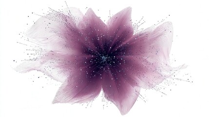 abstract digital flower made of light particles isolated on white background