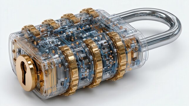 abstract digital security lock concept isolated on white background