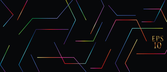 Vibrant multicolored circuit board design on dark background.