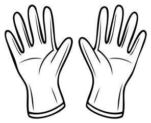 Obraz premium Outline drawing of a pair of gloves isolated on white background showing the fingers open