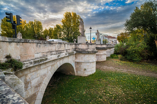 San Pablo Bridge stone architecture in Burgos Spain