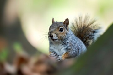 Obraz premium Squirrel Looking Alert in Forest