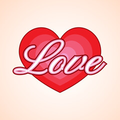 A red heart and the word "Love" on a beige gradient background.