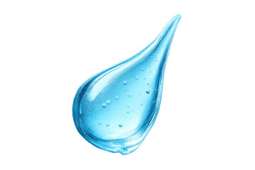Blue gel drop texture with air bubbles, cosmetic liquid smear, hydrating skincare product, transparent background
