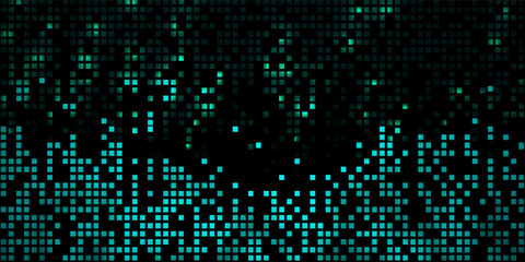 Cyber Data Matrix Background Featuring Glowing Pixel Squares in Dark Theme